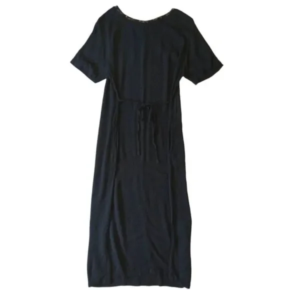 Delores Bell Vintage Black Lightweight Crinkled Fabric Maxi Dress Women's Medium - Picture 2 of 12